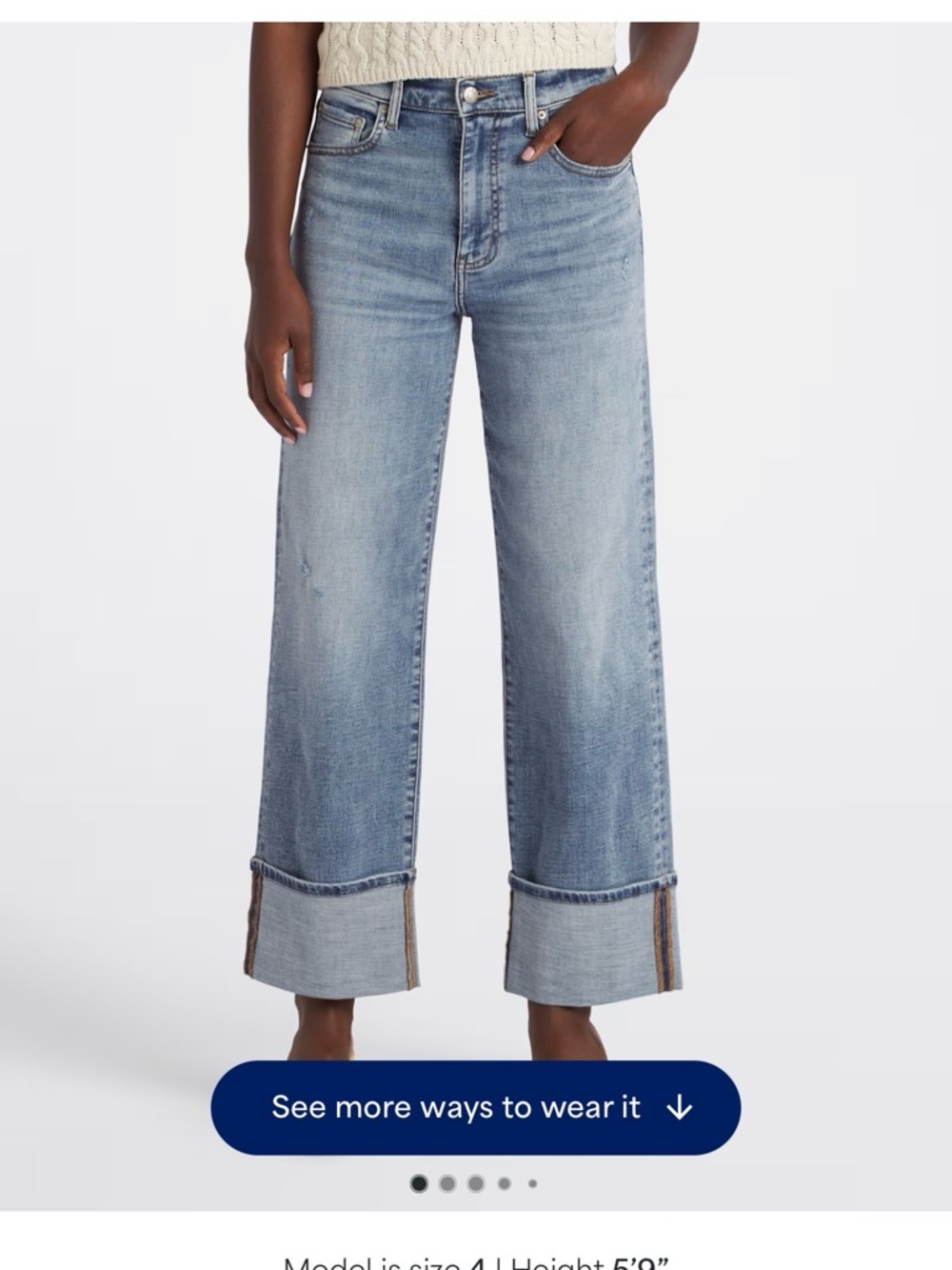 DAZE High-Rise Light Blue Wide-Leg Cuffed Jeans